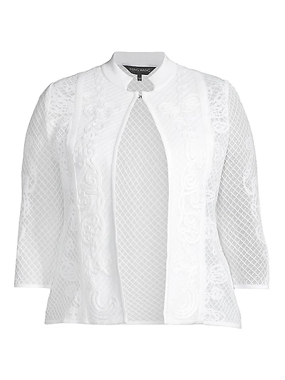 Embroidered Open-Front Jacket