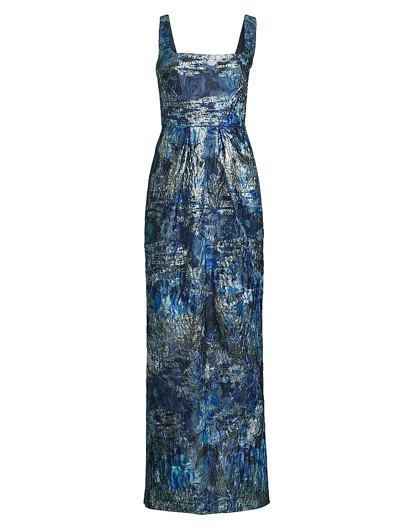 Abstract Jacquard Sleeveless Gown