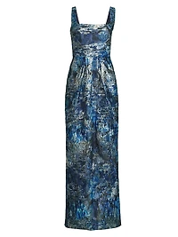 Abstract Jacquard Sleeveless Gown