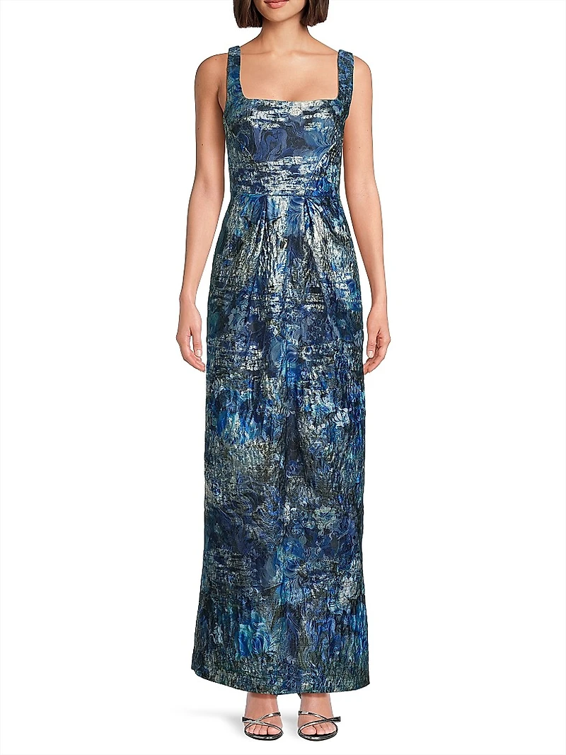 Abstract Jacquard Sleeveless Gown