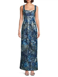 Abstract Jacquard Sleeveless Gown