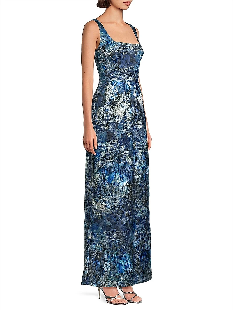Abstract Jacquard Sleeveless Gown