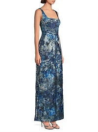 Abstract Jacquard Sleeveless Gown
