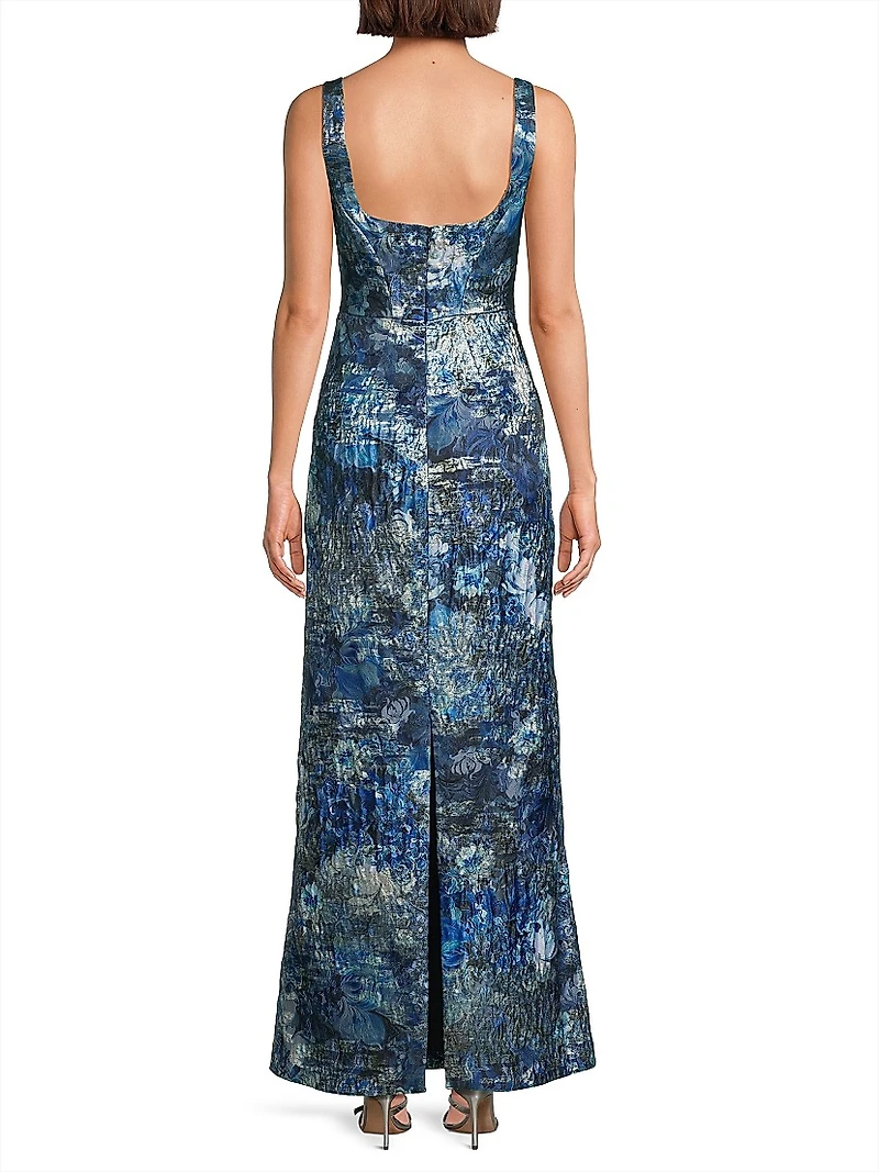 Abstract Jacquard Sleeveless Gown