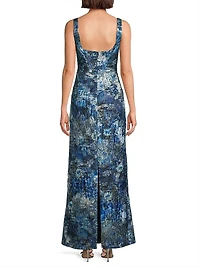 Abstract Jacquard Sleeveless Gown