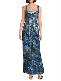Abstract Jacquard Sleeveless Gown