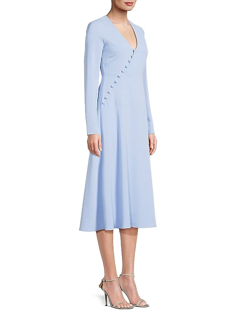 Ladylike Button Midi-Dress
