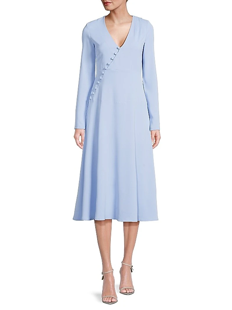 Ladylike Button Midi-Dress
