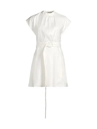 Linen-Blend Belted Minidress