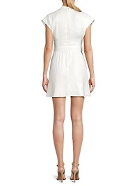 Linen-Blend Belted Minidress