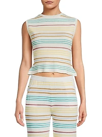 Striped Pointelle-Knit Sleeveless Top