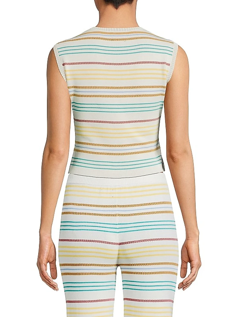 Striped Pointelle-Knit Sleeveless Top