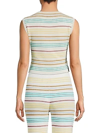 Striped Pointelle-Knit Sleeveless Top