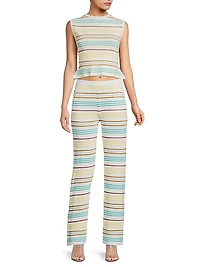 Striped Pointelle-Knit Sleeveless Top
