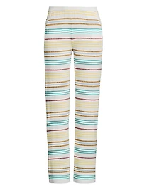 Striped Pointelle-Knit Pants