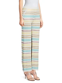 Striped Pointelle-Knit Pants