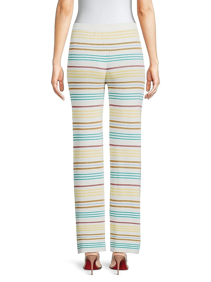 Striped Pointelle-Knit Pants