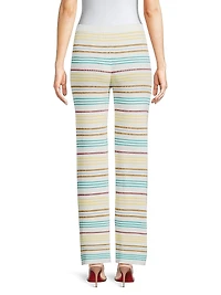 Striped Pointelle-Knit Pants