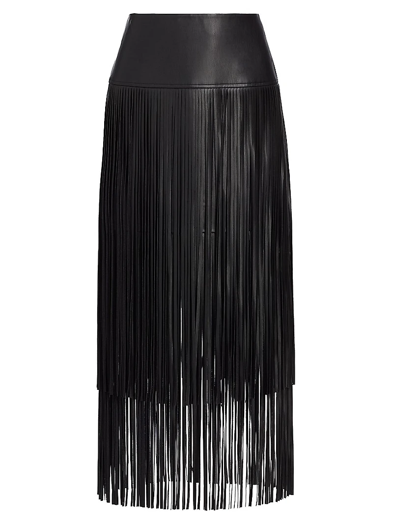 Karolina Fringe Vegan Leather Skirt