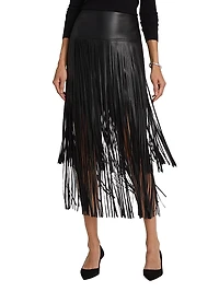 Karolina Fringe Vegan Leather Skirt