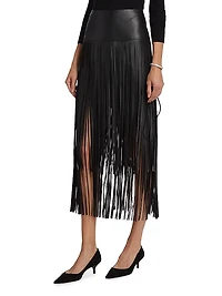 Karolina Fringe Vegan Leather Skirt