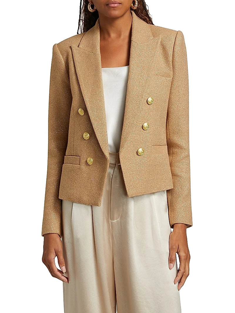Brooke Cotton-Blend Crop Blazer