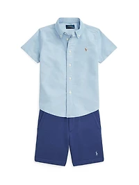 Little Boy's & Short-Sleeve Button-Up Shirt
