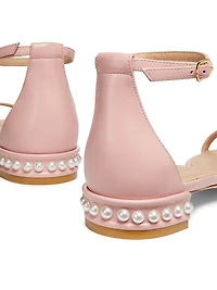 Nudistcurve Pearl-Embellished Leather Sandals