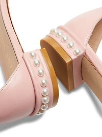 Nudistcurve Pearl-Embellished Leather Sandals