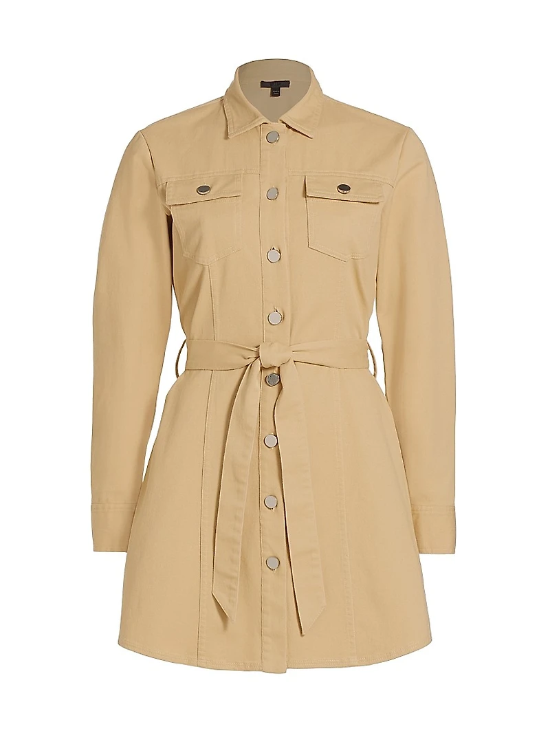 Belted Cotton Twill Shirtdress