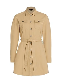 Belted Cotton Twill Shirtdress