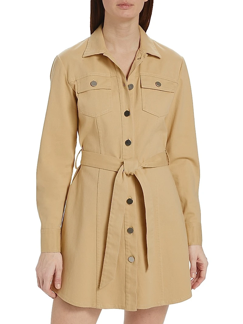 Belted Cotton Twill Shirtdress