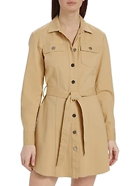 Belted Cotton Twill Shirtdress