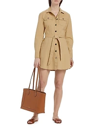 Belted Cotton Twill Shirtdress