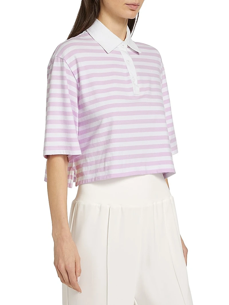 Striped Crop Polo T-Shirt