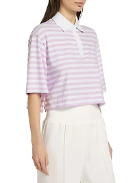 Striped Crop Polo T-Shirt