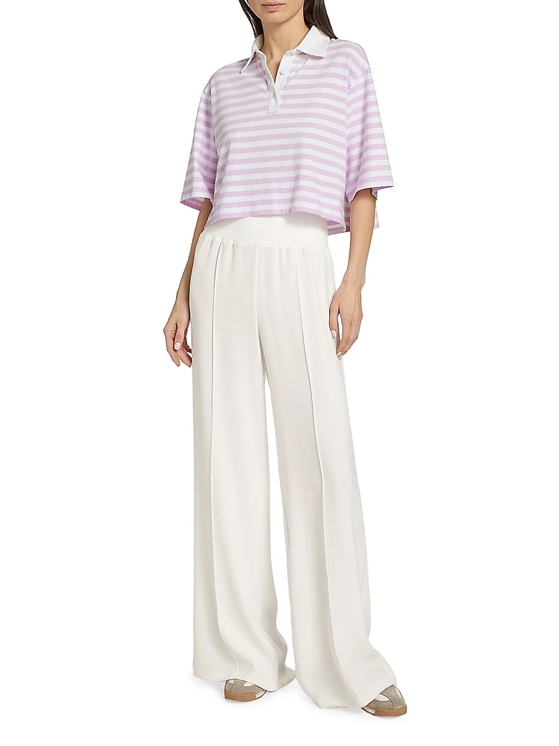 Striped Crop Polo T-Shirt