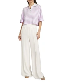 Striped Crop Polo T-Shirt