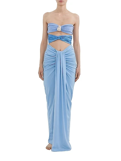Sarakiniko Giselle Draped Strapless Maxi Dress