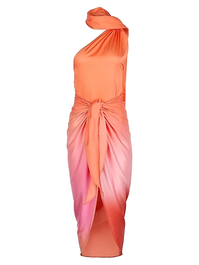 Sarakiniko Lora Ombré One-Shoulder Maxi Dress