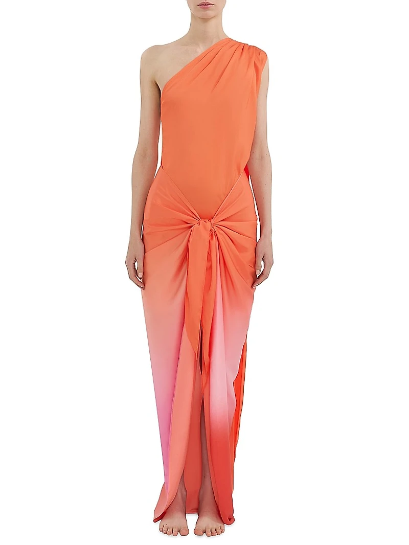 Sarakiniko Lora Ombré One-Shoulder Maxi Dress