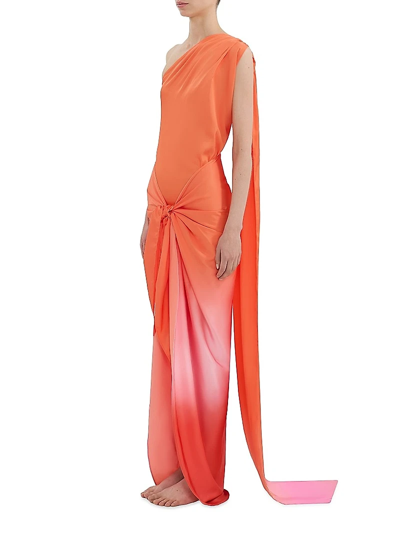 Sarakiniko Lora Ombré One-Shoulder Maxi Dress
