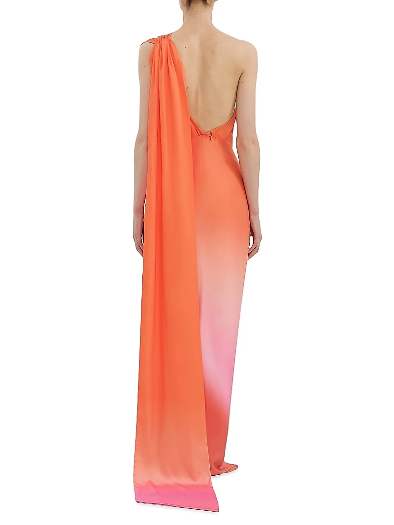 Sarakiniko Lora Ombré One-Shoulder Maxi Dress