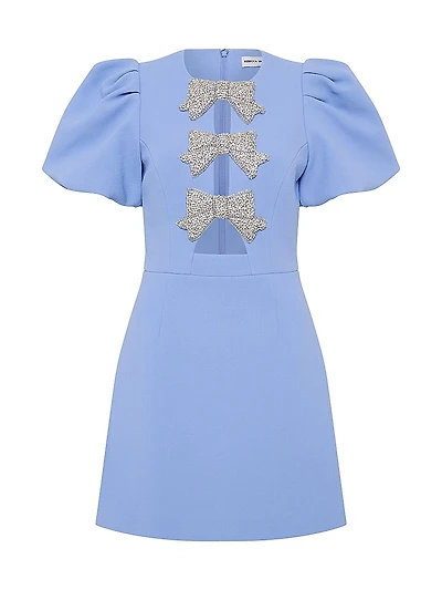 Juliana Puff-Sleeve Bow Minidress