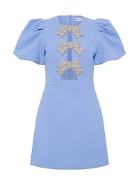 Juliana Puff-Sleeve Bow Minidress