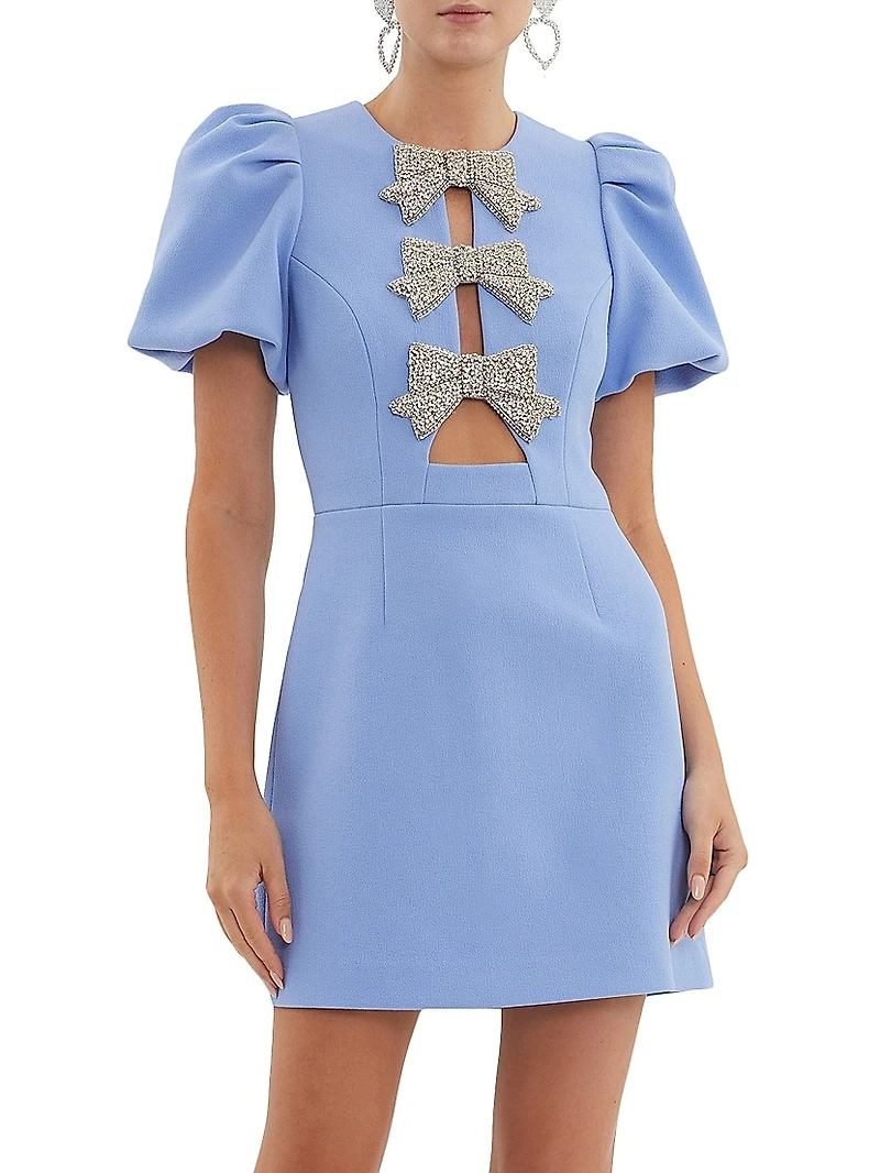Juliana Puff-Sleeve Bow Minidress
