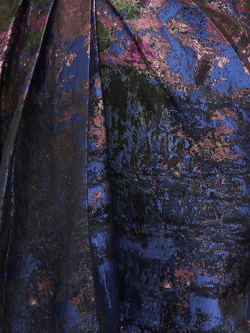 Winona Monet Jacquard Cap-Sleeve Gown