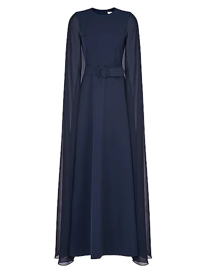 Freya Crepe Cape Gown