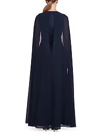 Freya Crepe Cape Gown