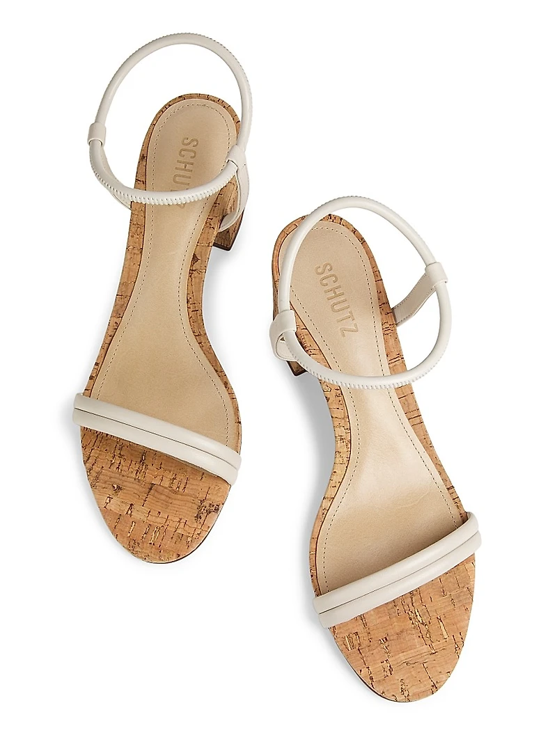 Gimenez 65MM Leather & Cork Block Heel Sandals